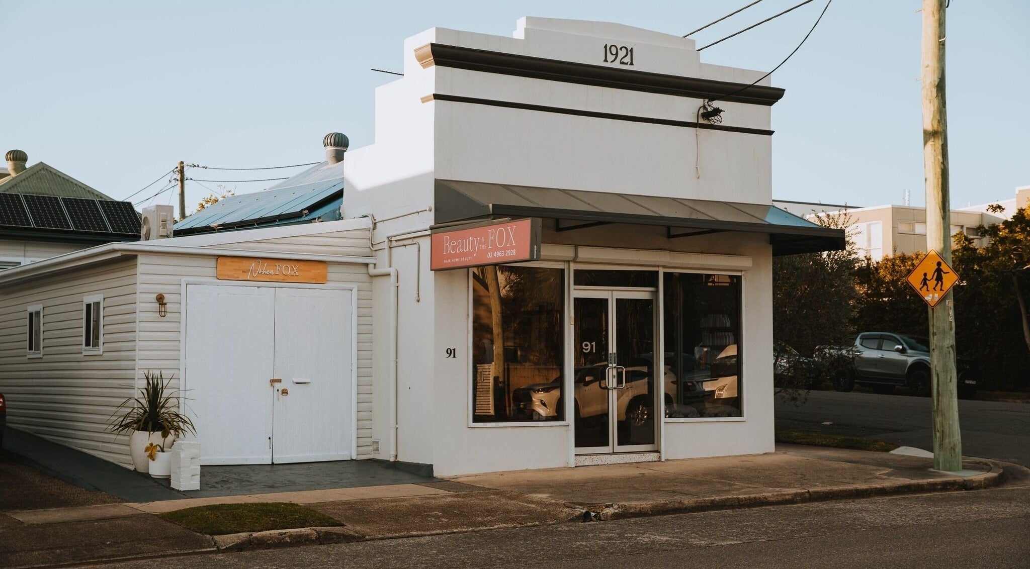 Entrance of Beauty and The Fox in Merewether, New South Wales, AU, showcasing chic exterior design.