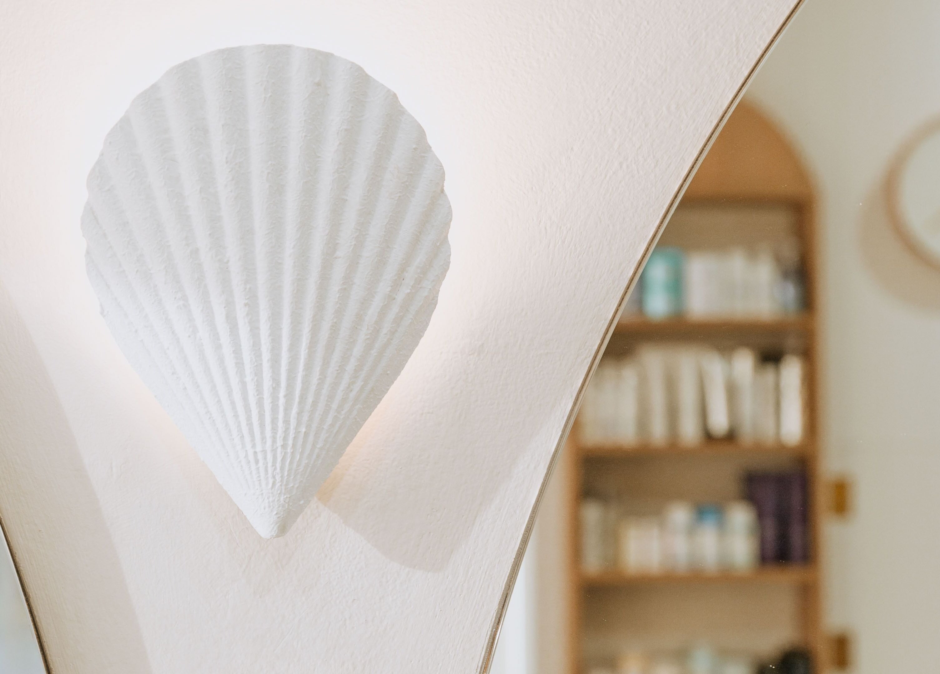 Elegant seashell decor at Beauty and The Fox, Merewether, New South Wales, AU enhances tranquil atmosphere.