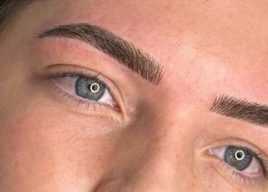 Close-up of perfectly shaped brows at Lux Artistry, Cape Town, Western Cape, ZA.
