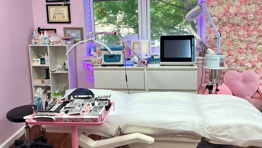 Chic treatment room at Millennium Beauty Studio, New York, New York, US, equipped with modern beauty tools.