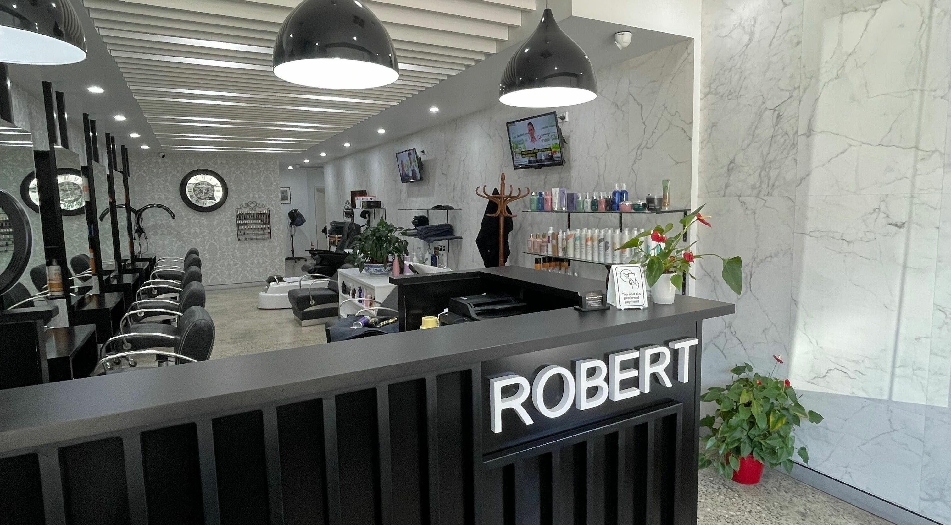 Elegant salon interior at Robert Hairstylist and Makeup Artist, Dulwich Hill, New South Wales, AU.