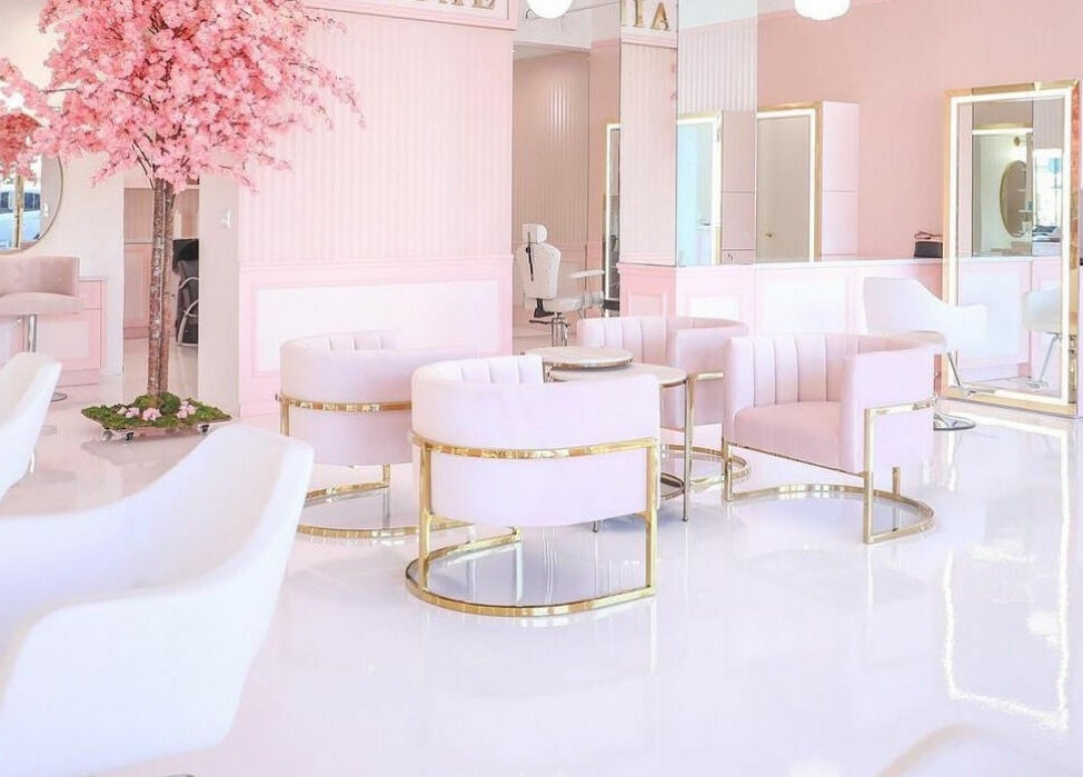 Elegant salon interior at Brows by Alyssa HairBae Beauty Bar, Los Angeles, California, US.