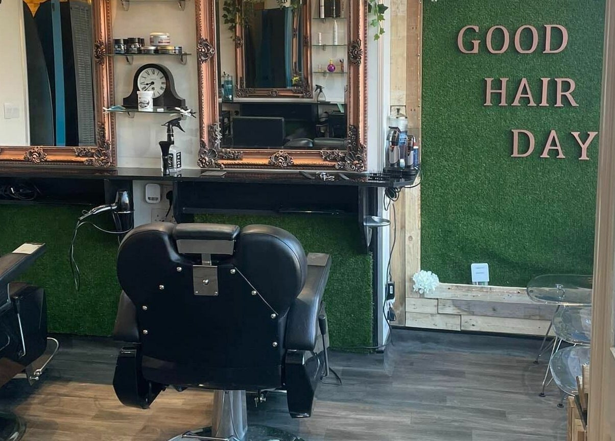 Elegant salon chairs in a stylish setup at Platform 169, Exeter, England, GB for a good hair day.