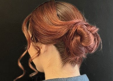 Chic updo hairstyle at Glam Express San Agustin, San Pedro Garza García, Nuevo León, MX.