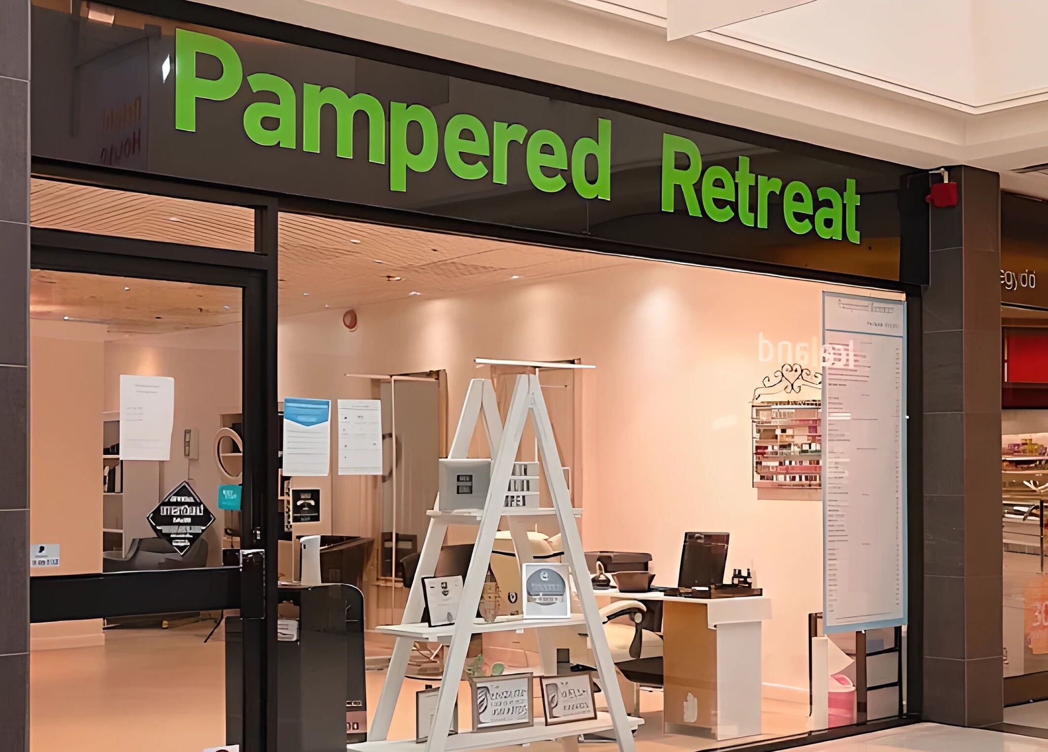 Entrance of Pampered Retreat in Bangor, Wales, GB, showcasing elegant interior and welcoming atmosphere.