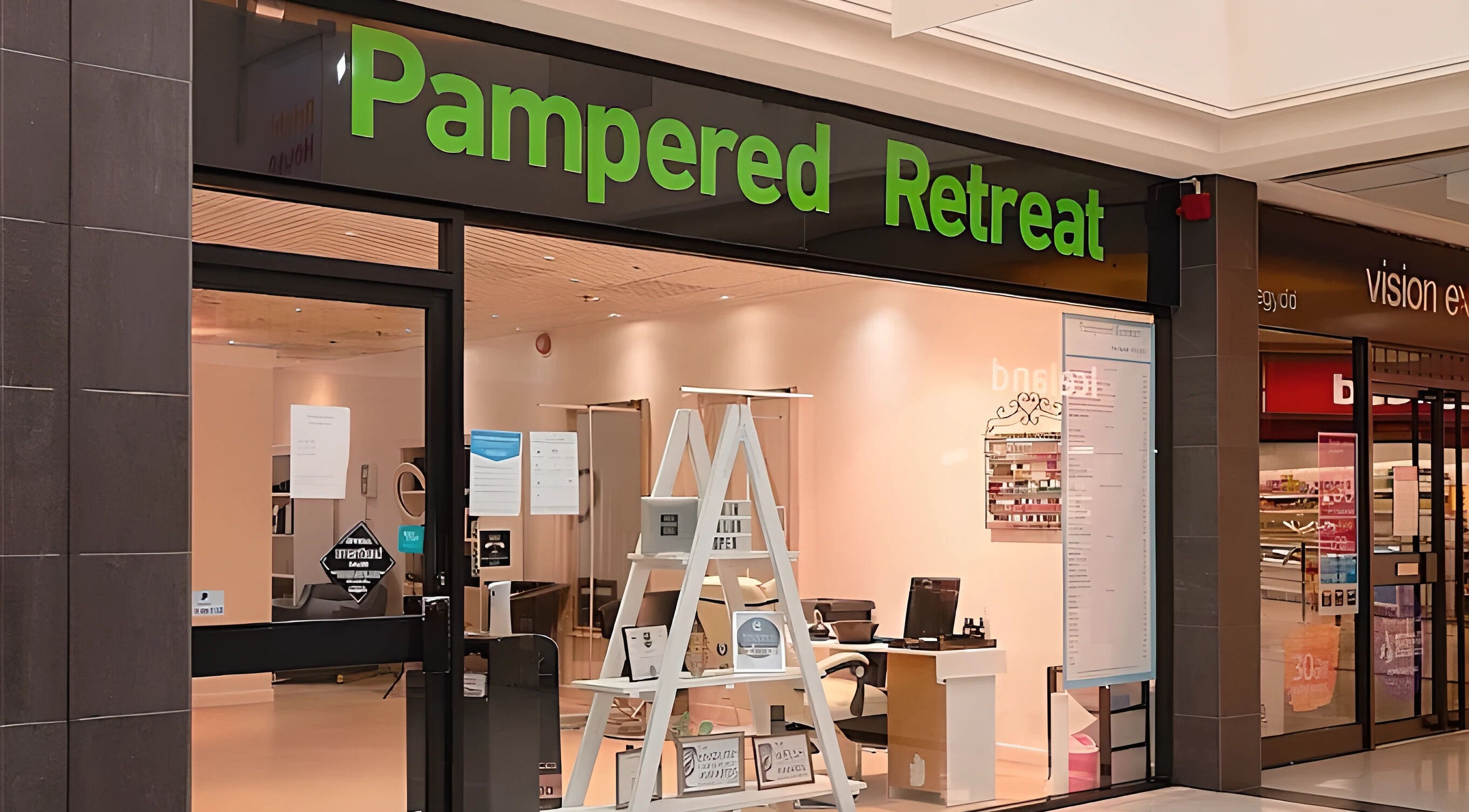 Entrance of Pampered Retreat in Bangor, Wales, GB, showcasing elegant interior and welcoming atmosphere.