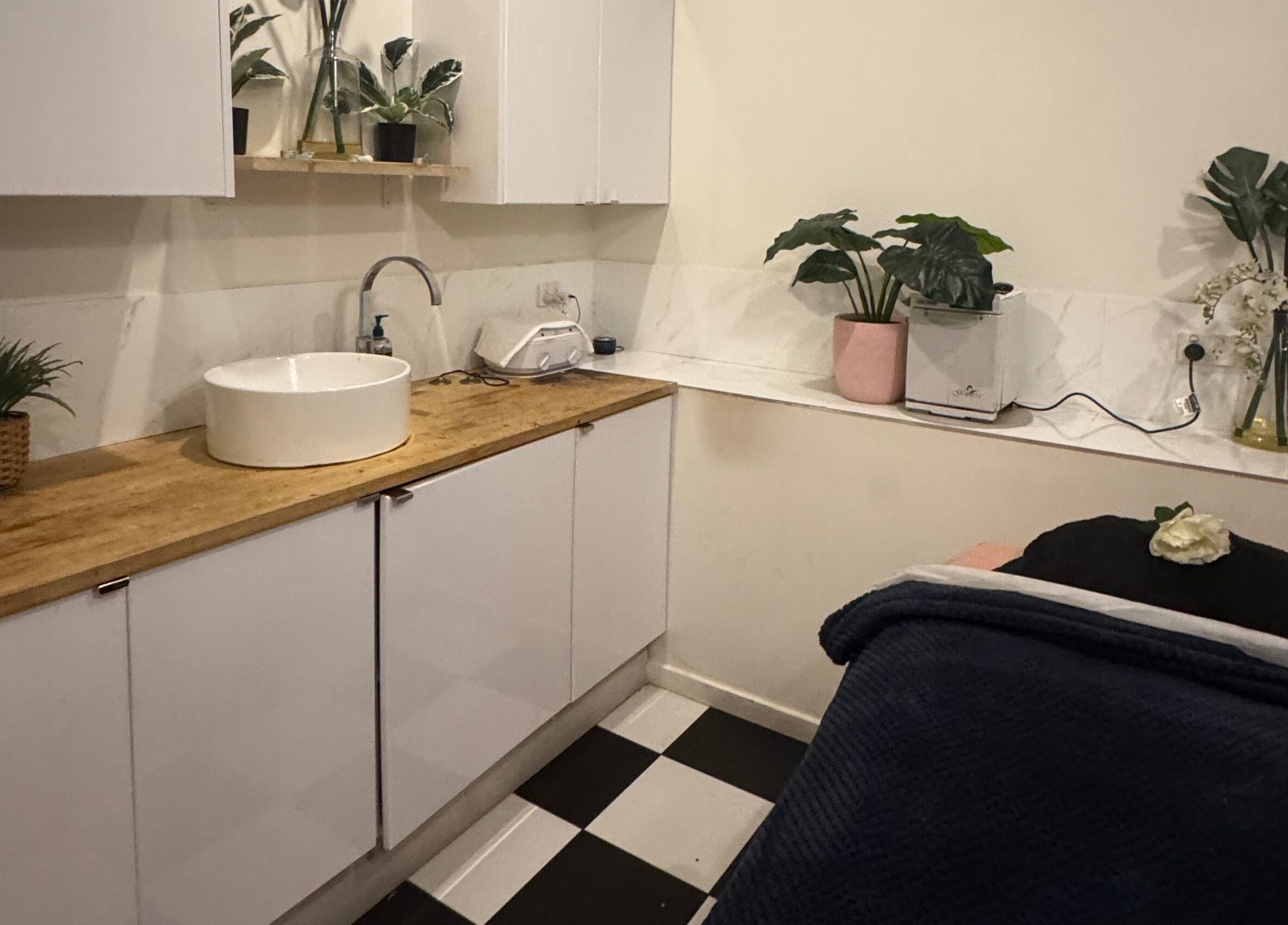 Spa treatment room at Spa Semiyahn Skin + Body Retreat, Port Kembla, New South Wales, AU, with serene decor.