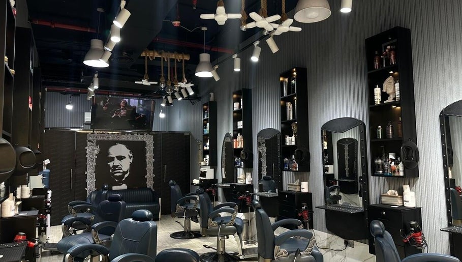 Modern interior of Milado Cut Barber Shop in Dubai, Dubai, AE with sleek barber chairs and stylish decor.