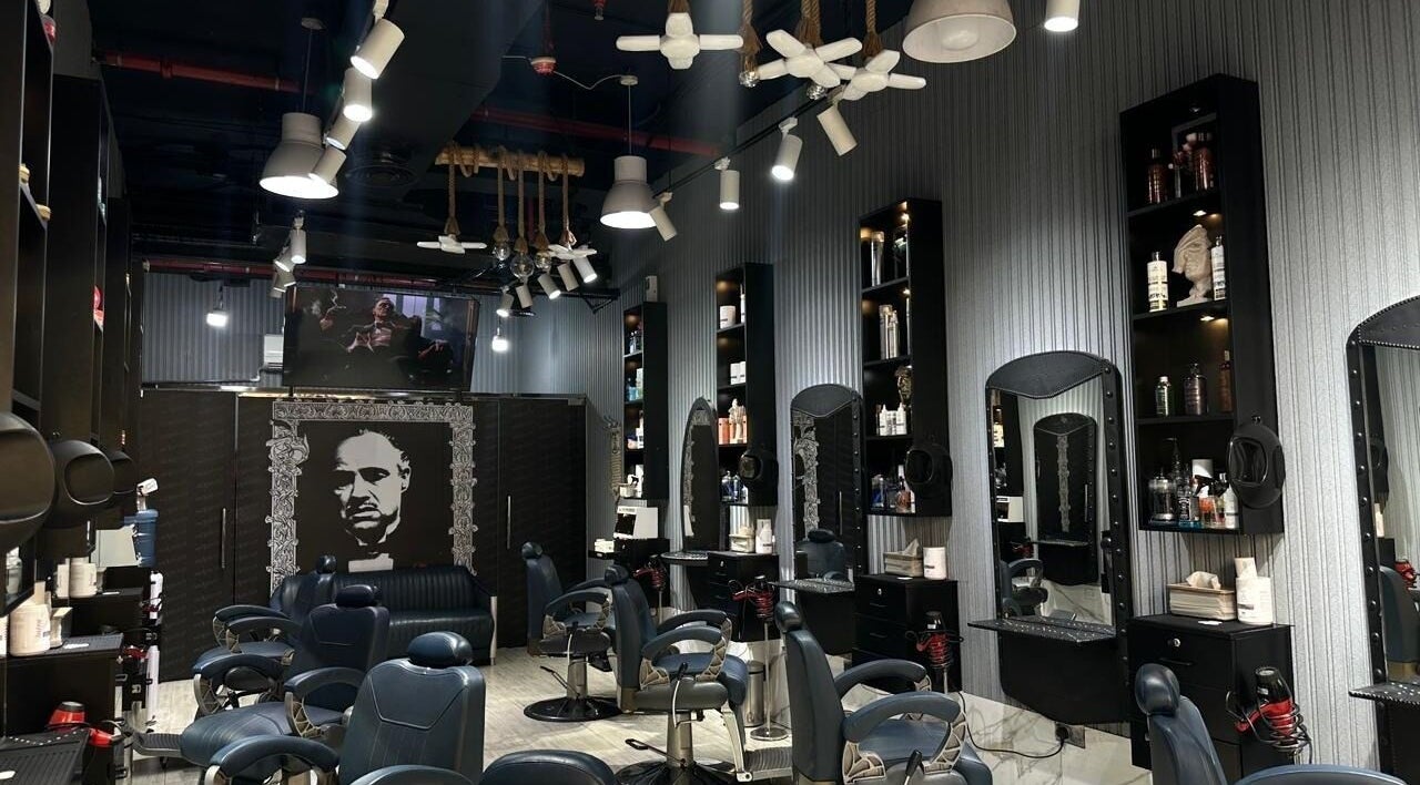 Modern interior of Milado Cut Barber Shop in Dubai, Dubai, AE with sleek barber chairs and stylish decor.