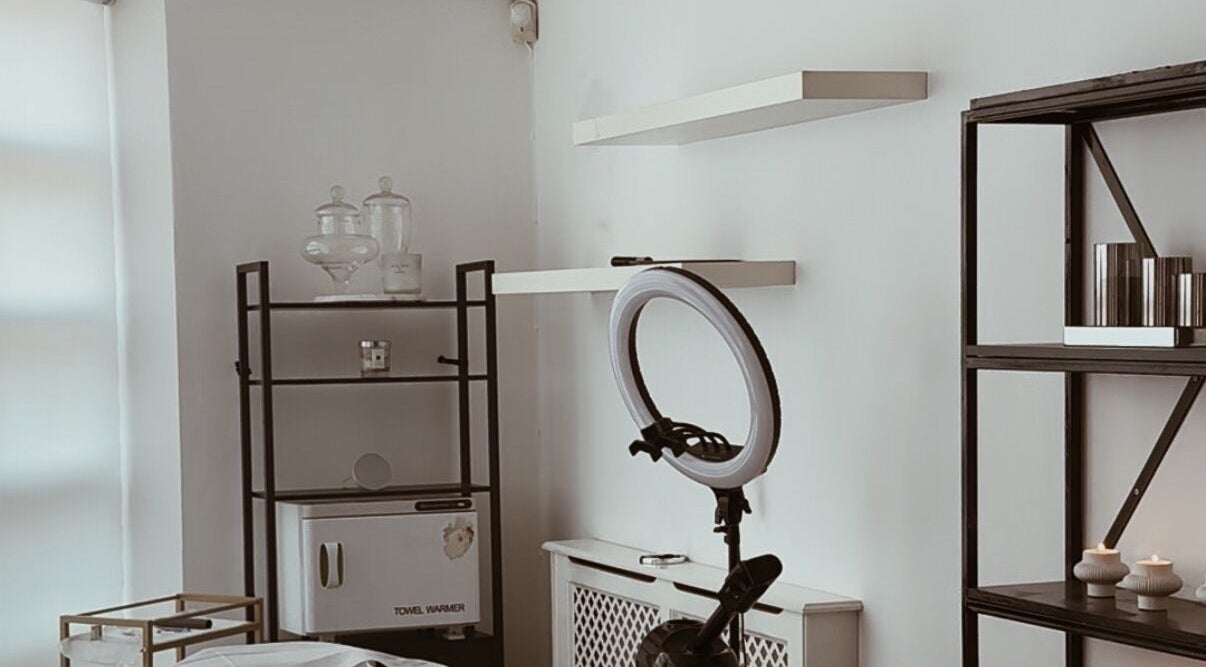 Calm treatment room at Andrea Christina Beauty and Skin, London, England, GB, featuring elegant decor.