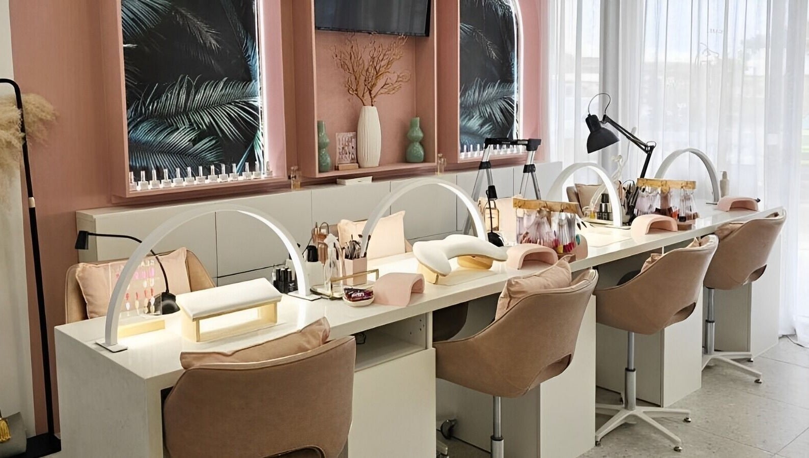 Modern nail treatment area at Blushing Beauty Lounge x Scalp Spa Perth, Brabham, Western Australia, AU.