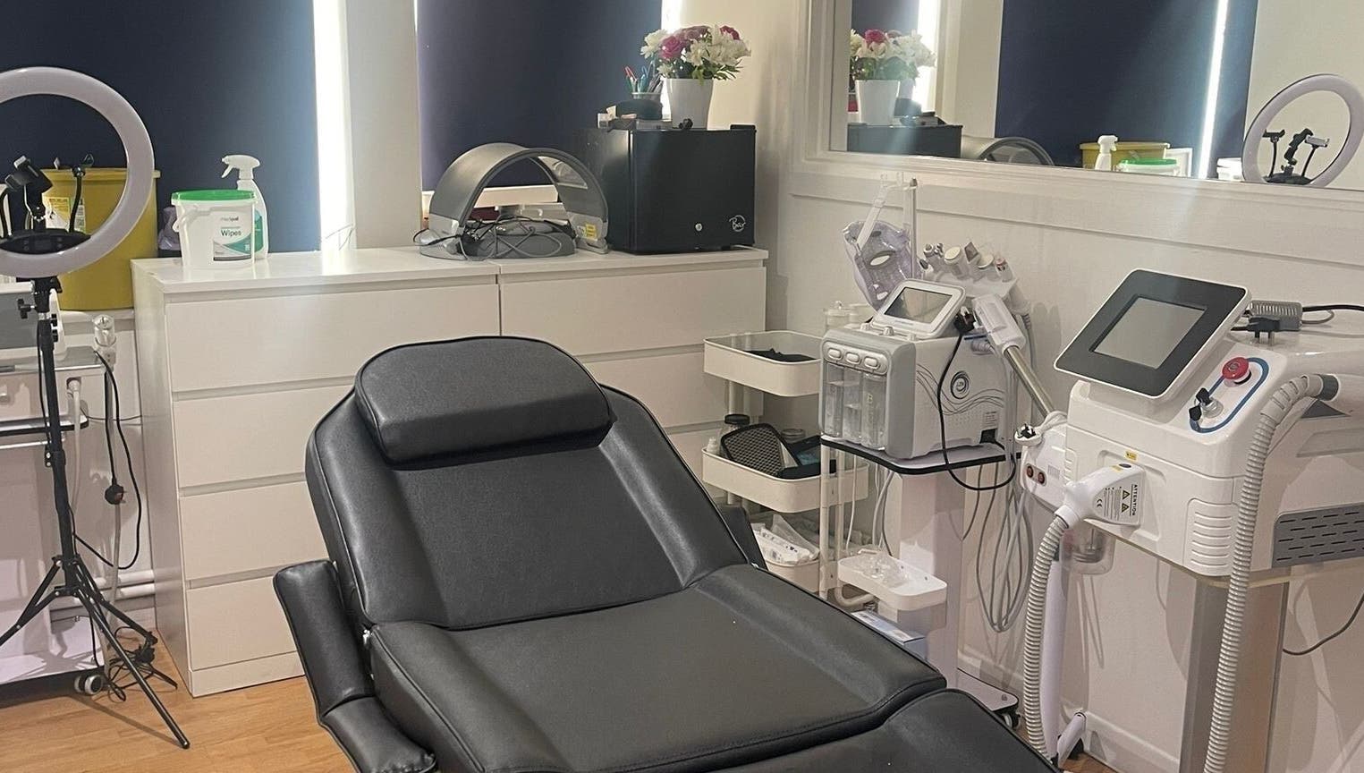Interior of Simply Ella, Chelmsford, England, GB, featuring a modern salon chair and advanced beauty equipment.
