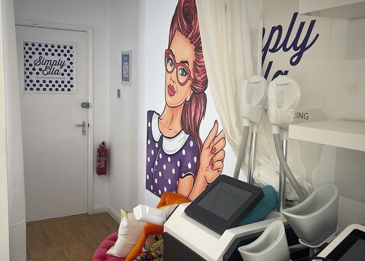 Simply Ella's colorful treatment room in Chelmsford, England, GB, featuring modern equipment.