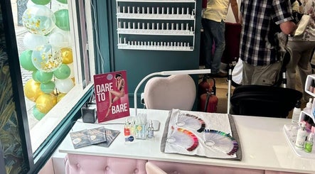 Elegant nail station at Beauty Within by Vicky, Bishop Auckland, England, GB featuring colorful polish display.