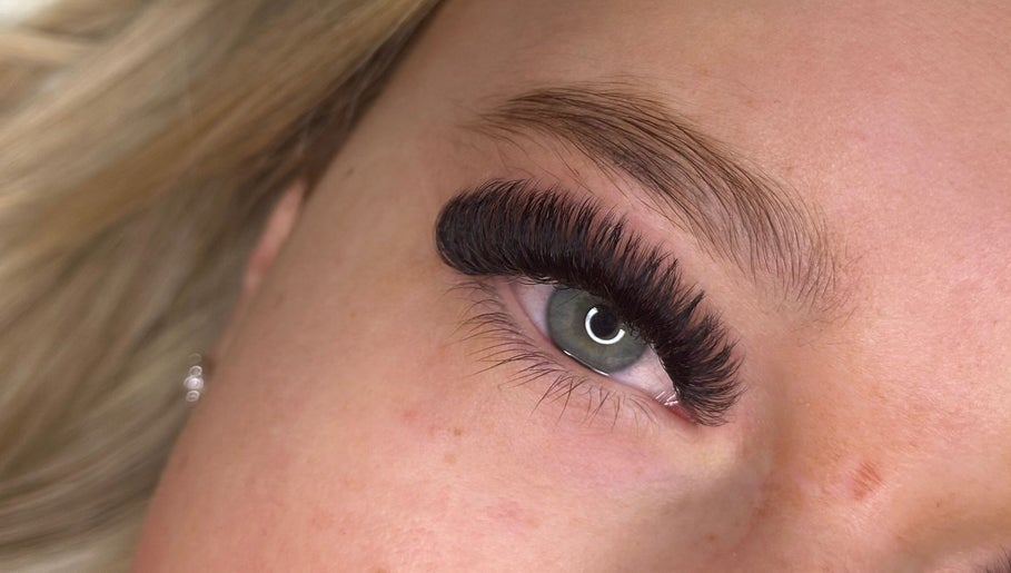 Close-up of styled eyelashes at ACR Cosmetics in Maidstone, England, GB.