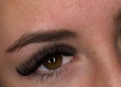 Close-up of expertly applied eyelashes at ACR Cosmetics, Maidstone, England, GB.