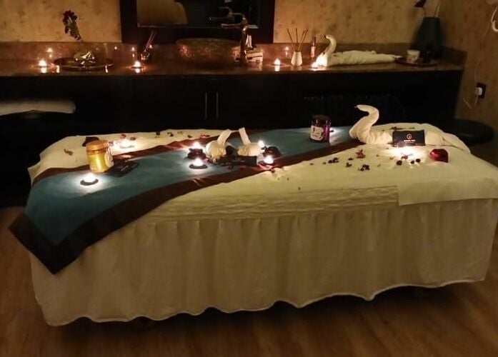 Relaxing massage table setup at Golden Time Al Ahsaa جولدن تايم الأحساء, Al Mubarraz, Eastern Province, SA.