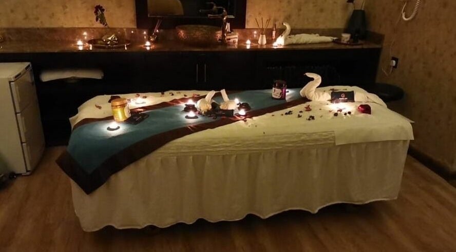 Relaxing massage table setup at Golden Time Al Ahsaa جولدن تايم الأحساء, Al Mubarraz, Eastern Province, SA.