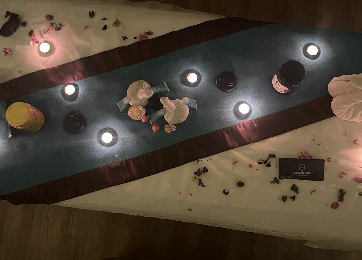 Relaxing candlelit setup at Golden Time Al Ahsaa جولدن تايم الأحساء, Al Mubarraz, Eastern Province, SA.