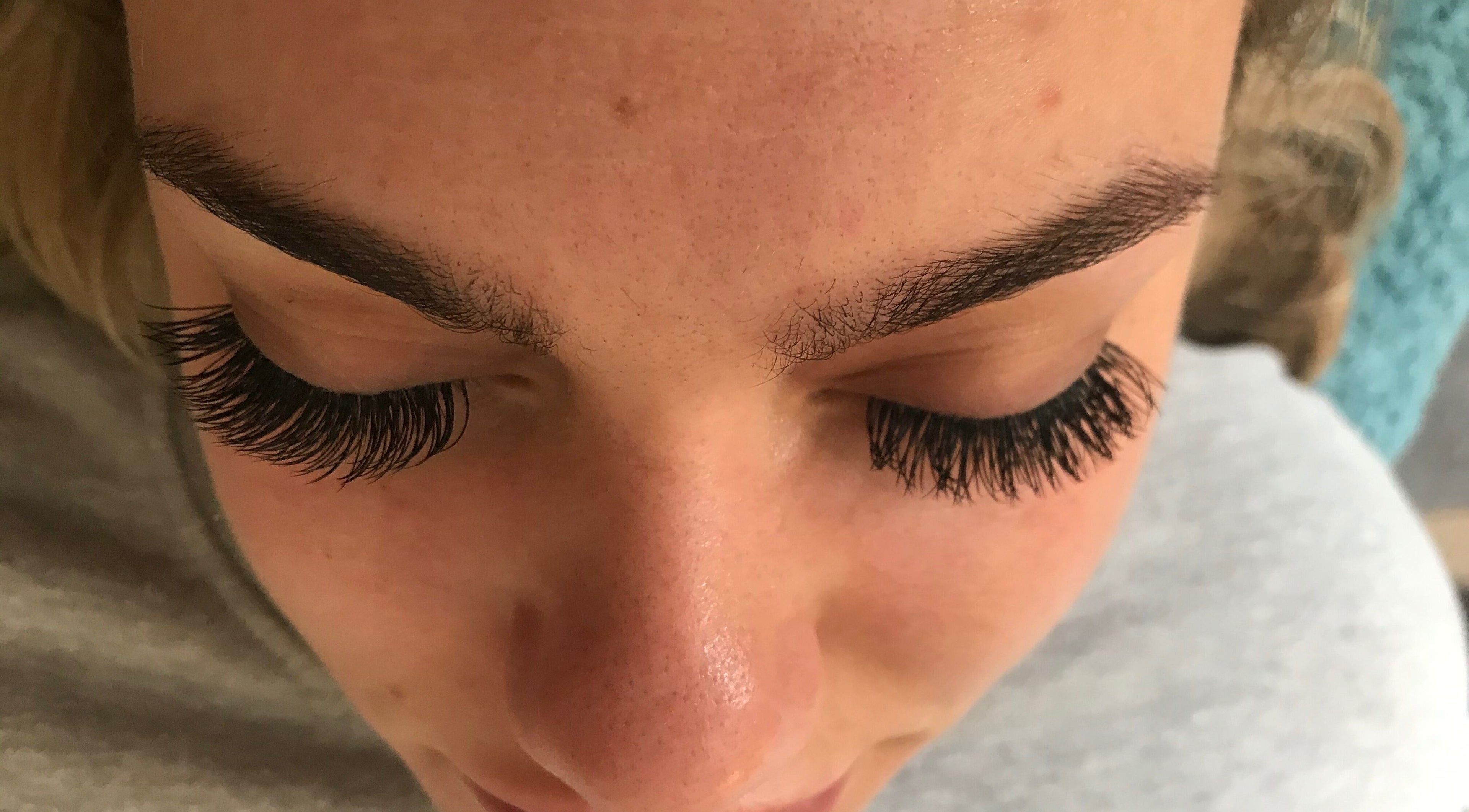 Close-up of exquisite eyelash extensions at Emily’s Beauty, Havant, England, GB, showcasing professional care.