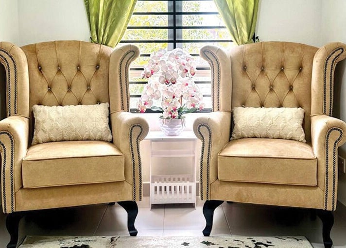 Luxurious seating at Belaian Emas Spa, Puncak Alam, Selangor, MY, offering a tranquil ambience.