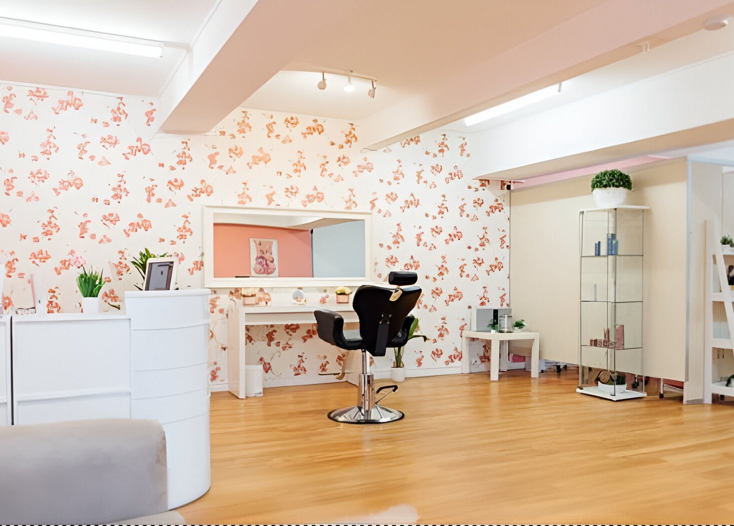 Spacious interior of Glitzy Glam Beauty Salon in Holland Park West, Queensland, AU with modern decor and styling chair.