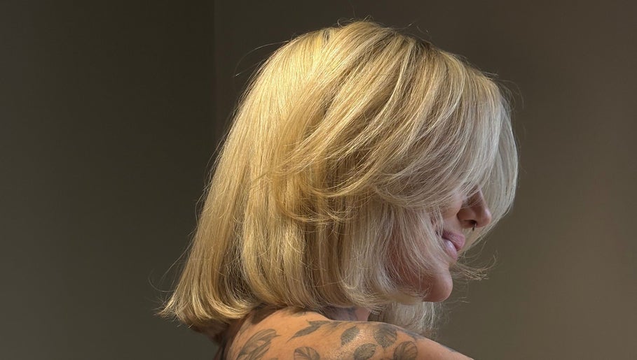 Blonde hairstyle showcasing layers at Hair at Mollys, Cardiff, Wales, GB.