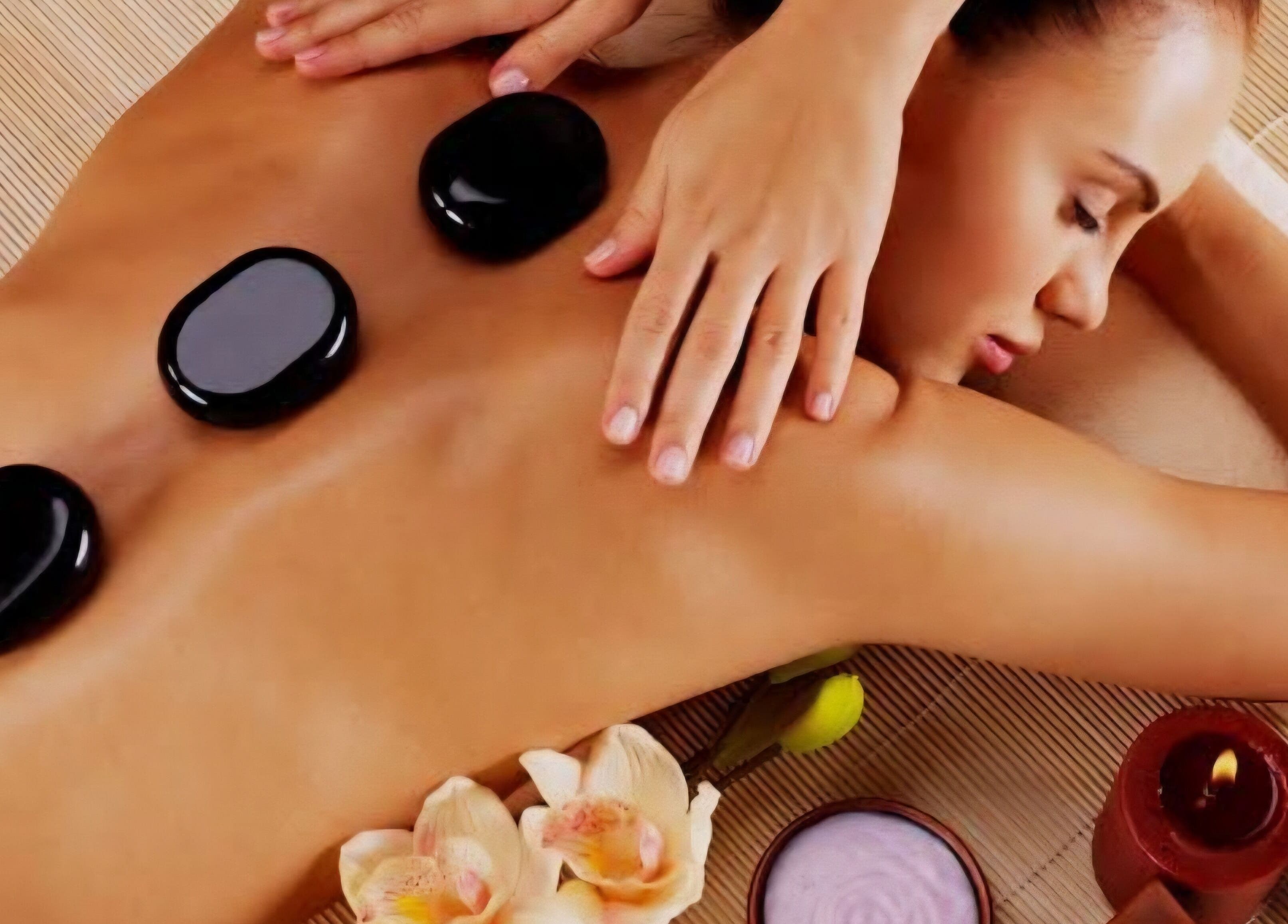 Relaxing hot stone massage at M.B.C. Beauty Clinic in Gateshead, England, GB to rejuvenate and unwind.