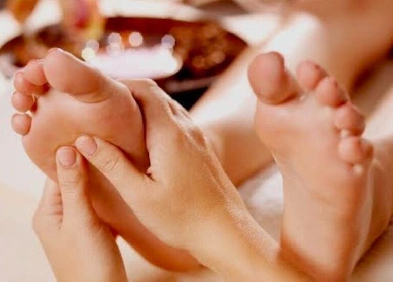 Foot massage at M.B.C. Beauty Clinic, Gateshead, England, GB providing relaxation and wellness.