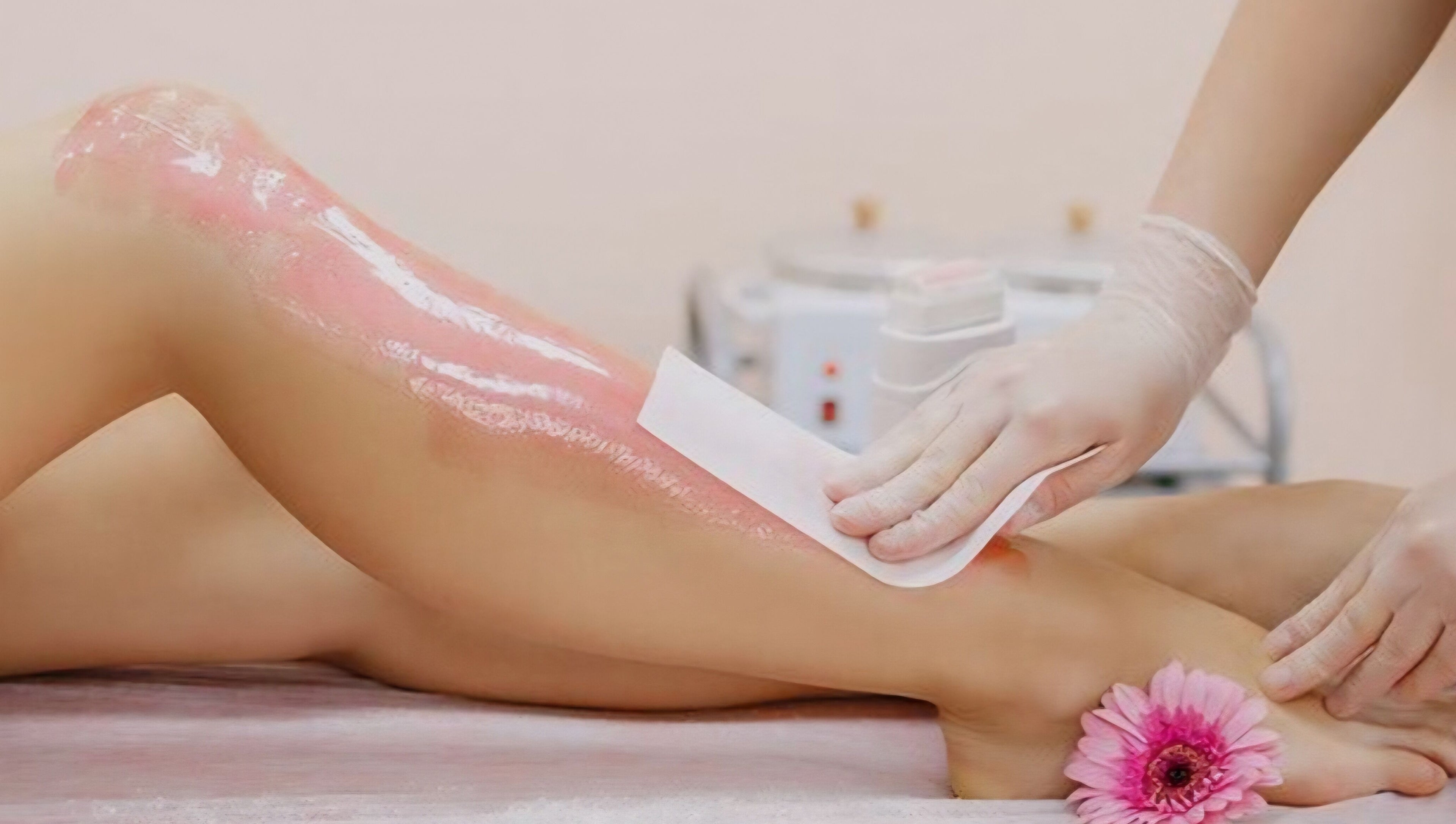 Leg waxing at M.B.C. Beauty Clinic, Gateshead, England, GB. Professional beauty treatment for silky smooth skin.
