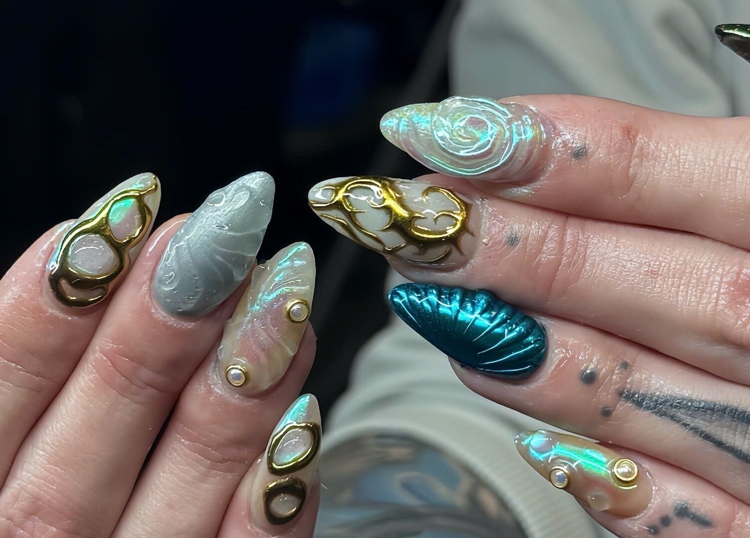 Intricate nail art at TH Nails and Spa Geelong West, Geelong West, Victoria, AU. Elegant and unique designs.