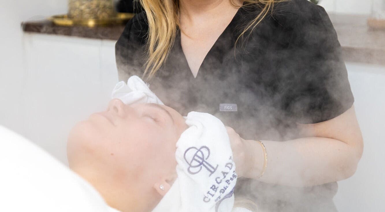 Facial steam therapy at Sophie @ Home Clinic in Blackburn, England, GB, offering soothing skincare treatments.