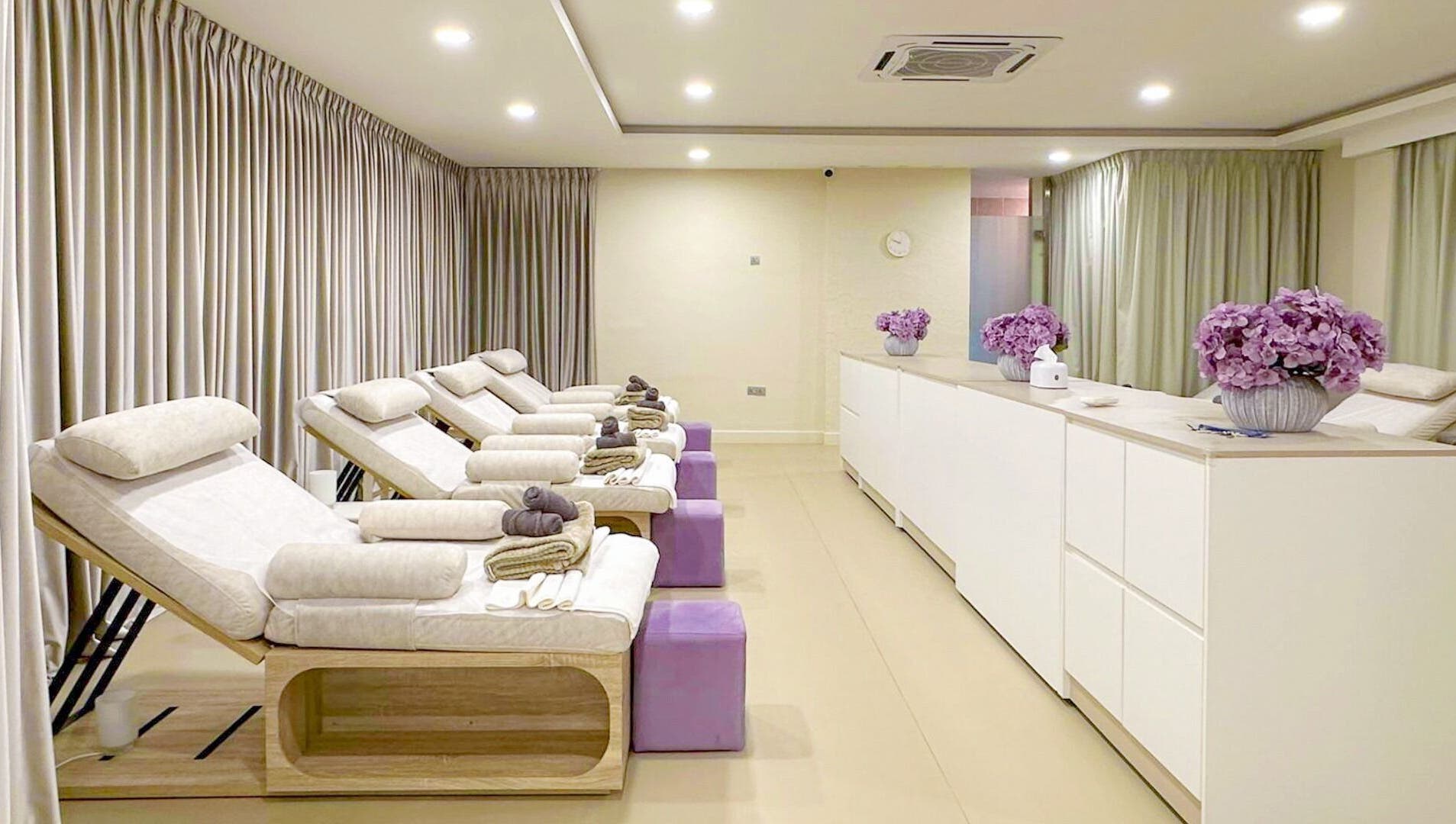 Elegant spa interior with plush chairs at MIMONE Spa TTDI, Kuala Lumpur, Wilayah Persekutuan Kuala Lumpur, MY.