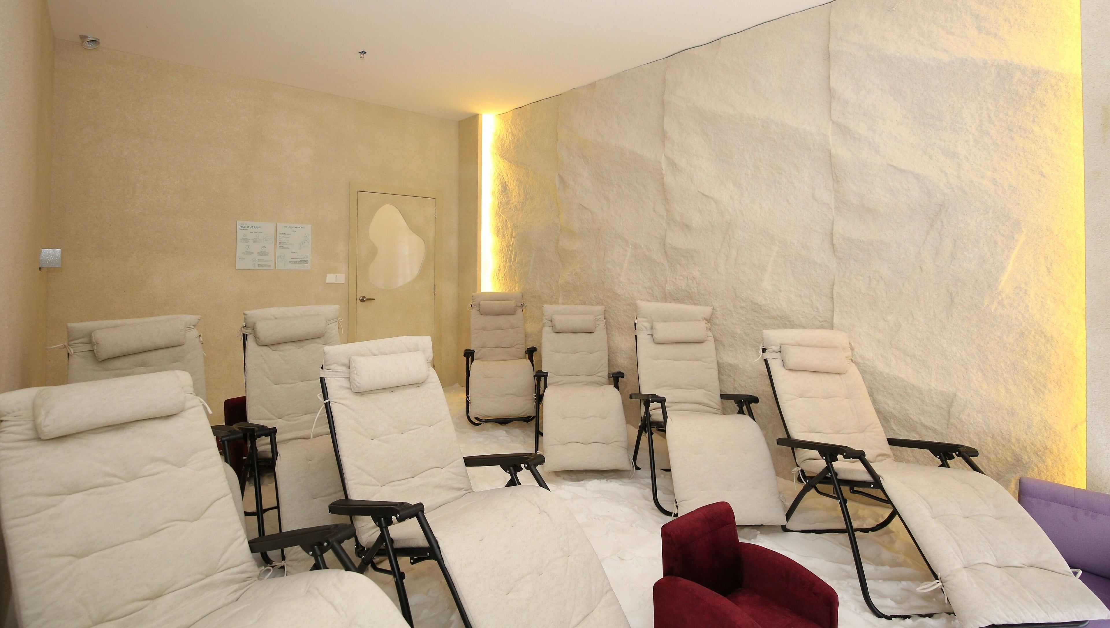 Comfortable reclining chairs at MIMONE Spa Trion at KL, Kuala Lumpur, offering serene relaxation.
