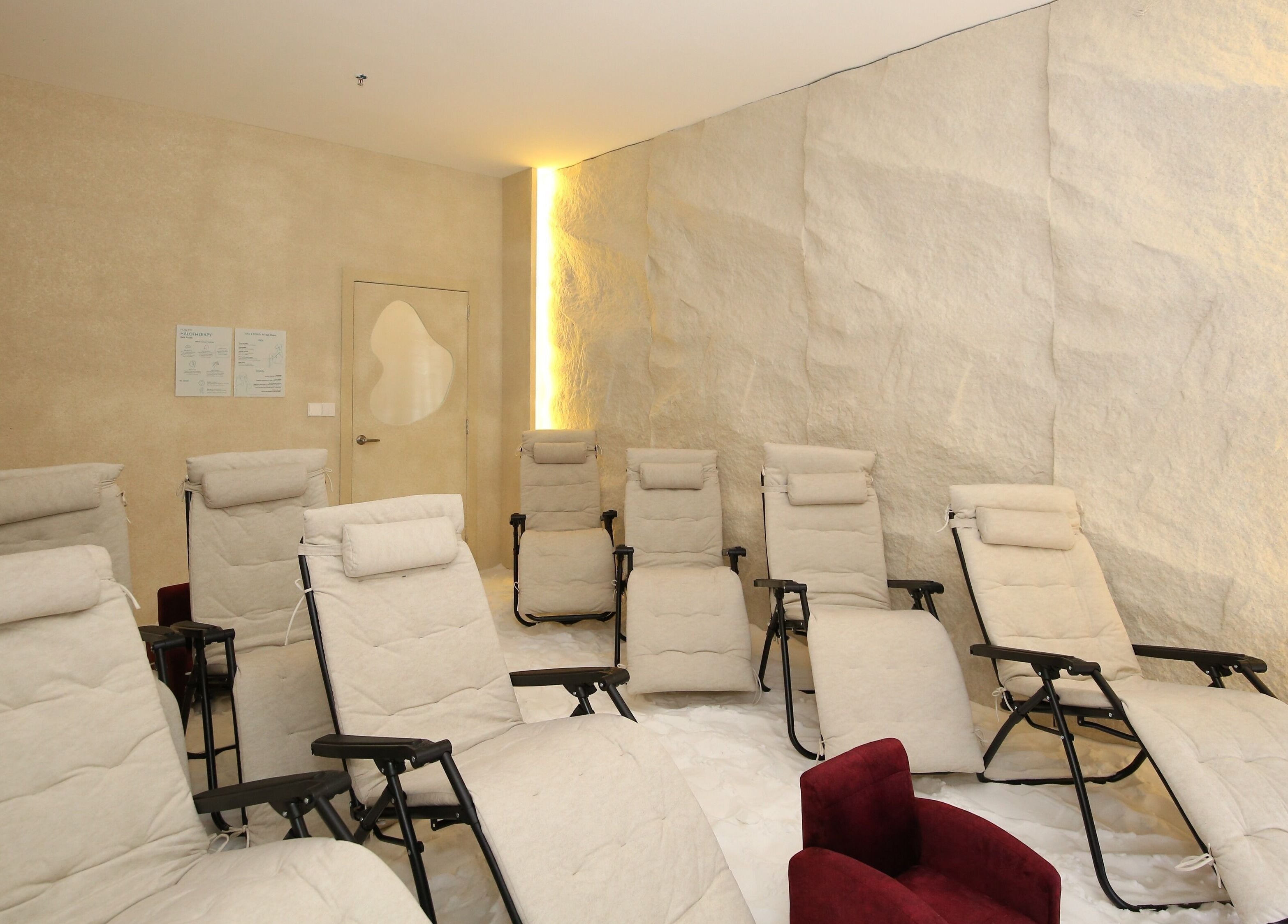 Comfortable reclining chairs at MIMONE Spa Trion at KL, Kuala Lumpur, offering serene relaxation.