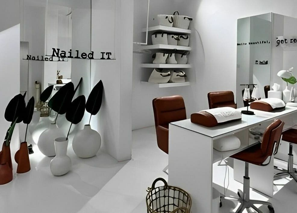 Modern nail station at Ace Hair and Nail Salon in Al Khobar, Eastern Province, SA showcasing sleek design.