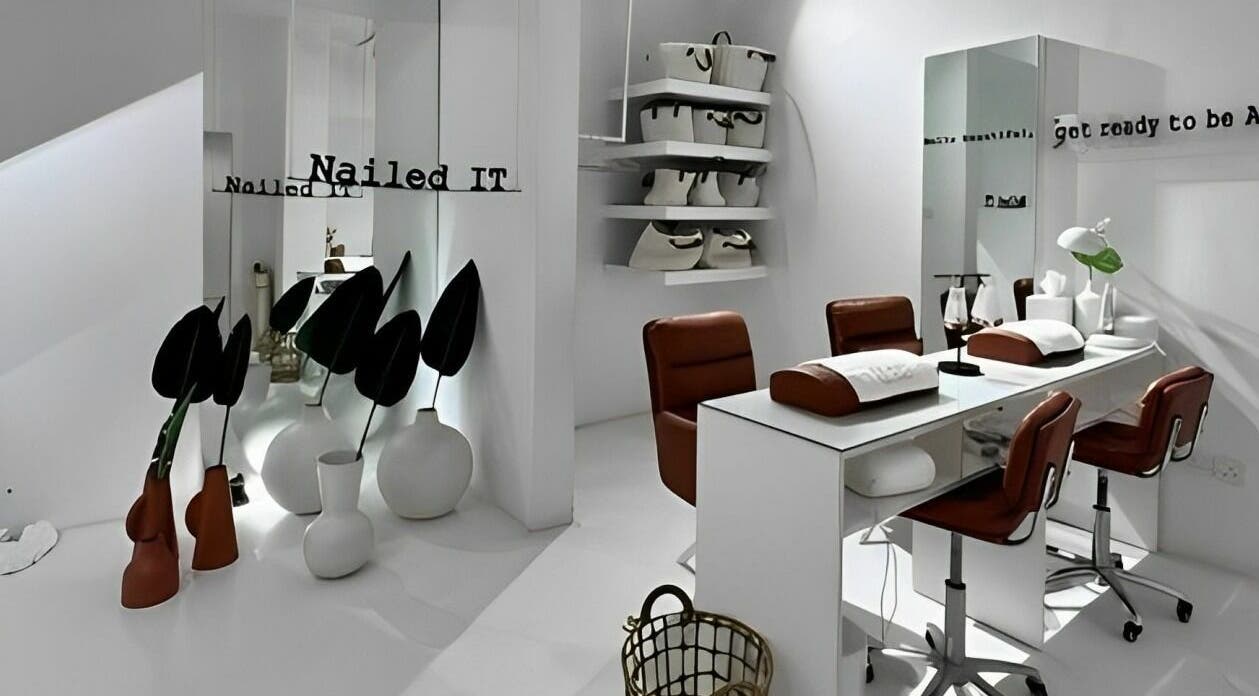 Modern nail station at Ace Hair and Nail Salon in Al Khobar, Eastern Province, SA showcasing sleek design.