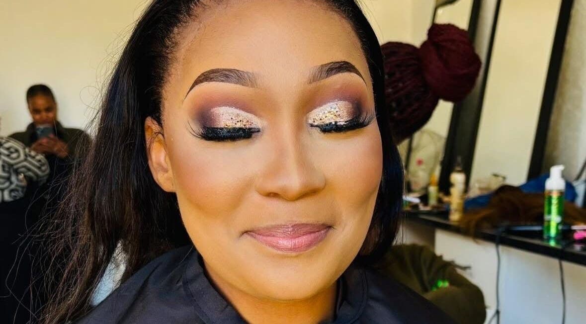 Elegant makeup look from Make Up Artistry by Sgo Melax in Kuruman, Northern Cape, ZA showcasing glittery eyelids.