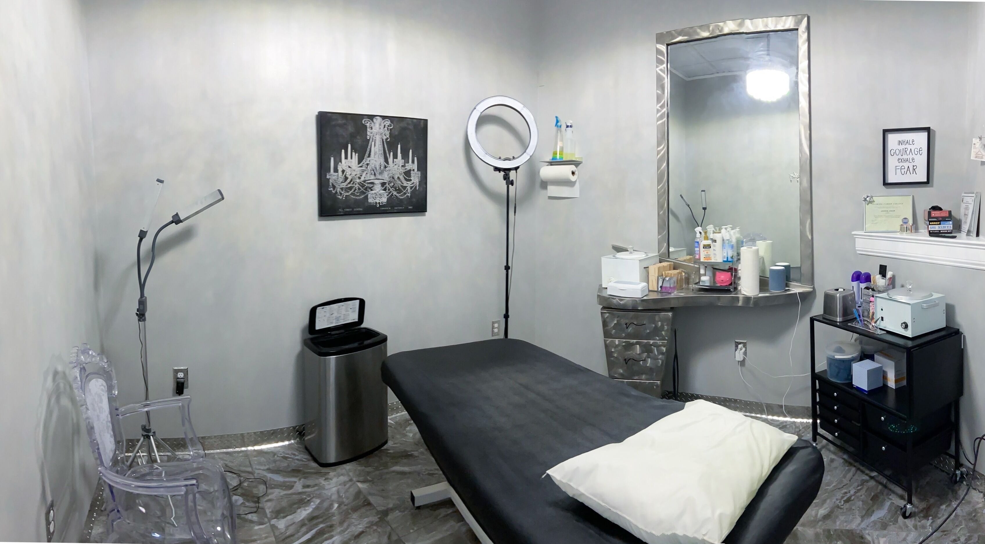 Chic treatment room at The Wax Pot - St Pete in St. Petersburg, Florida, US with modern decor and equipment.
