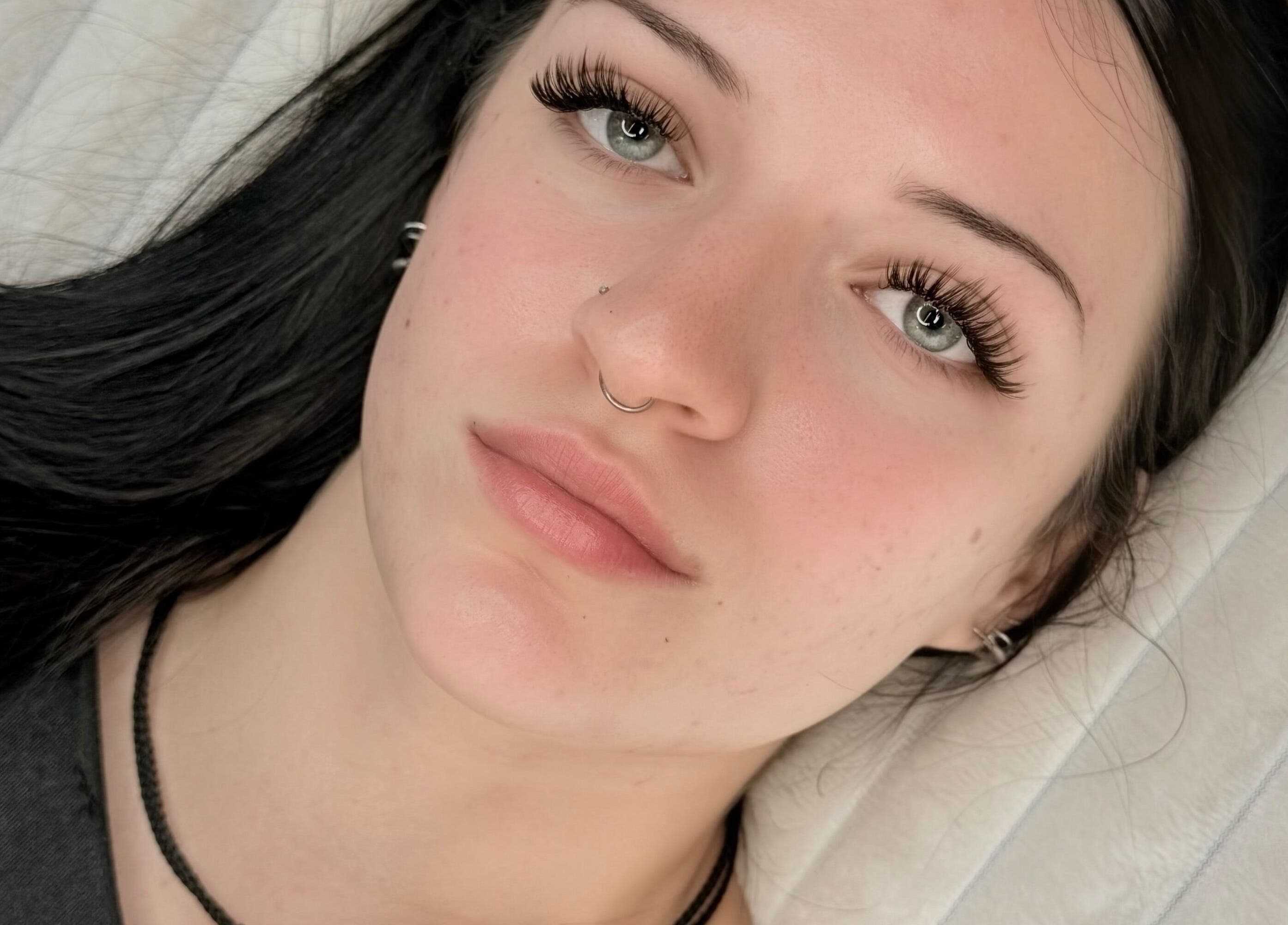 Close-up of eyelash extensions at Faem Aesthetics, Auckland, Auckland, NZ, showcasing expert craftsmanship.