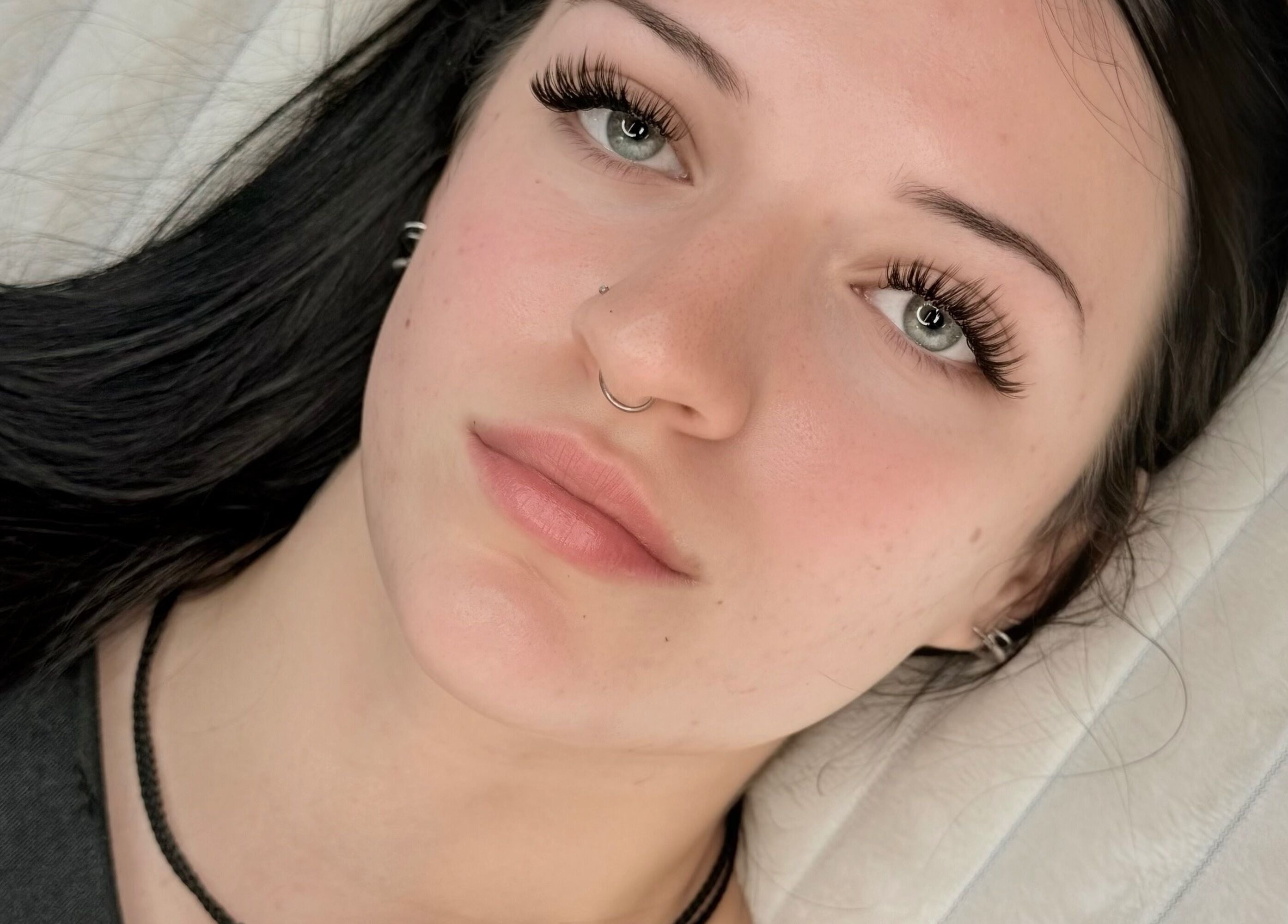 Close-up of eyelash extensions at Faem Aesthetics, Auckland, Auckland, NZ, showcasing expert craftsmanship.