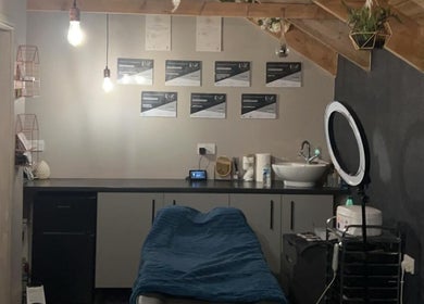 Chic treatment room at The Beauty Shack by Demileigh, Shirebrook, England, GB, featuring a modern setup.