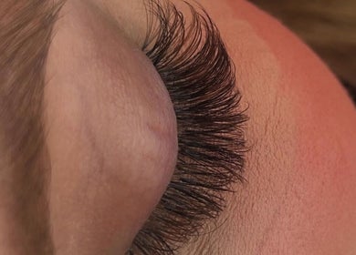 Close-up of eyelash extensions at The Beauty Shack by Demileigh in Shirebrook, England, GB.