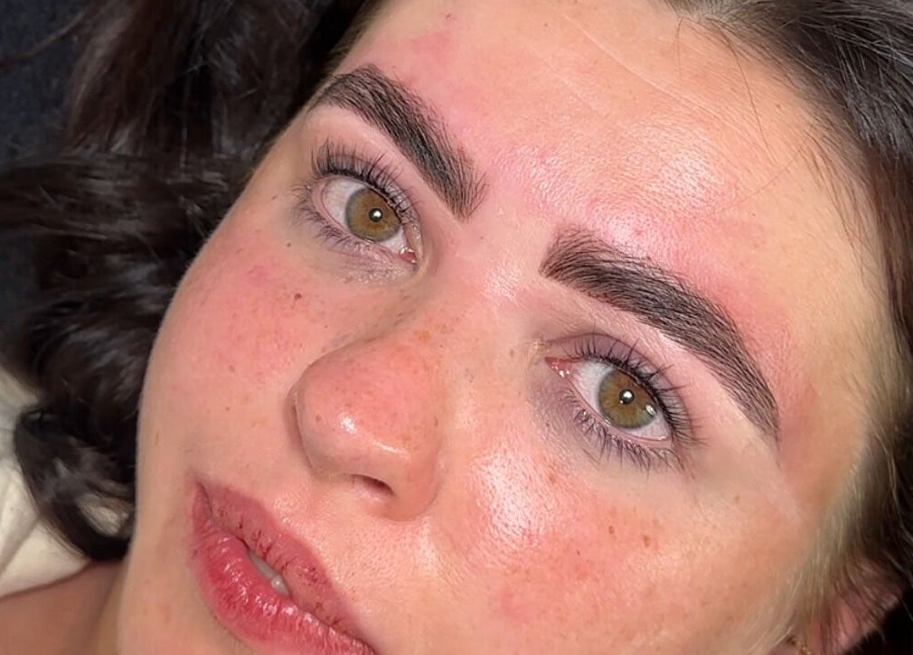 Close-up of perfectly styled eyebrows at Elegance Lash and Brow Studio, Falmouth, England, GB.