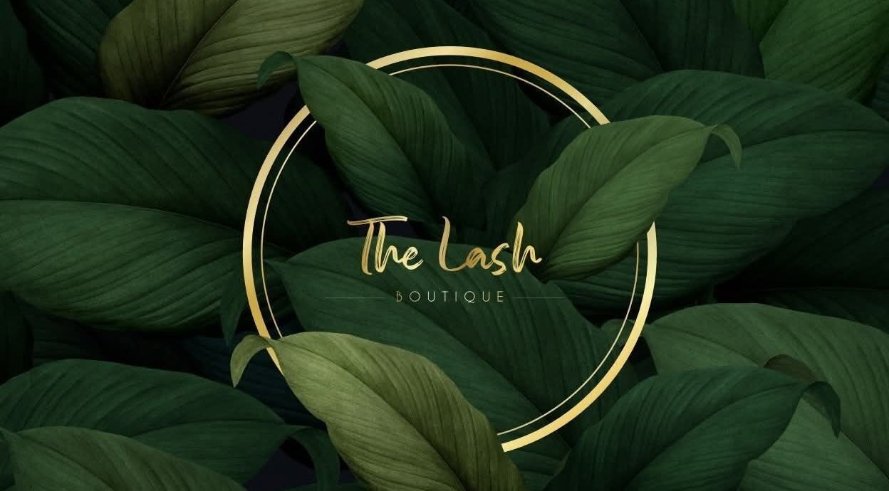 The Lash Boutique logo over leafy background in George, Western Cape, ZA.
