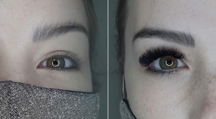 Before and after lash extension at The Lash Boutique, George, Western Cape, ZA showing dramatic enhancement.