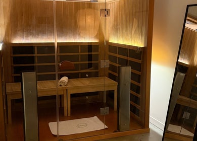 Luxurious sauna room at Nimbus Co - Byron Bay, offering relaxation and wellness in Byron Bay, New South Wales, AU.