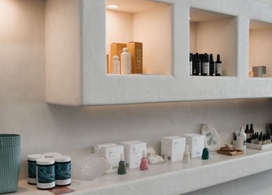 Stylish beauty products displayed at Nimbus Co - Byron Bay, New South Wales, AU.
