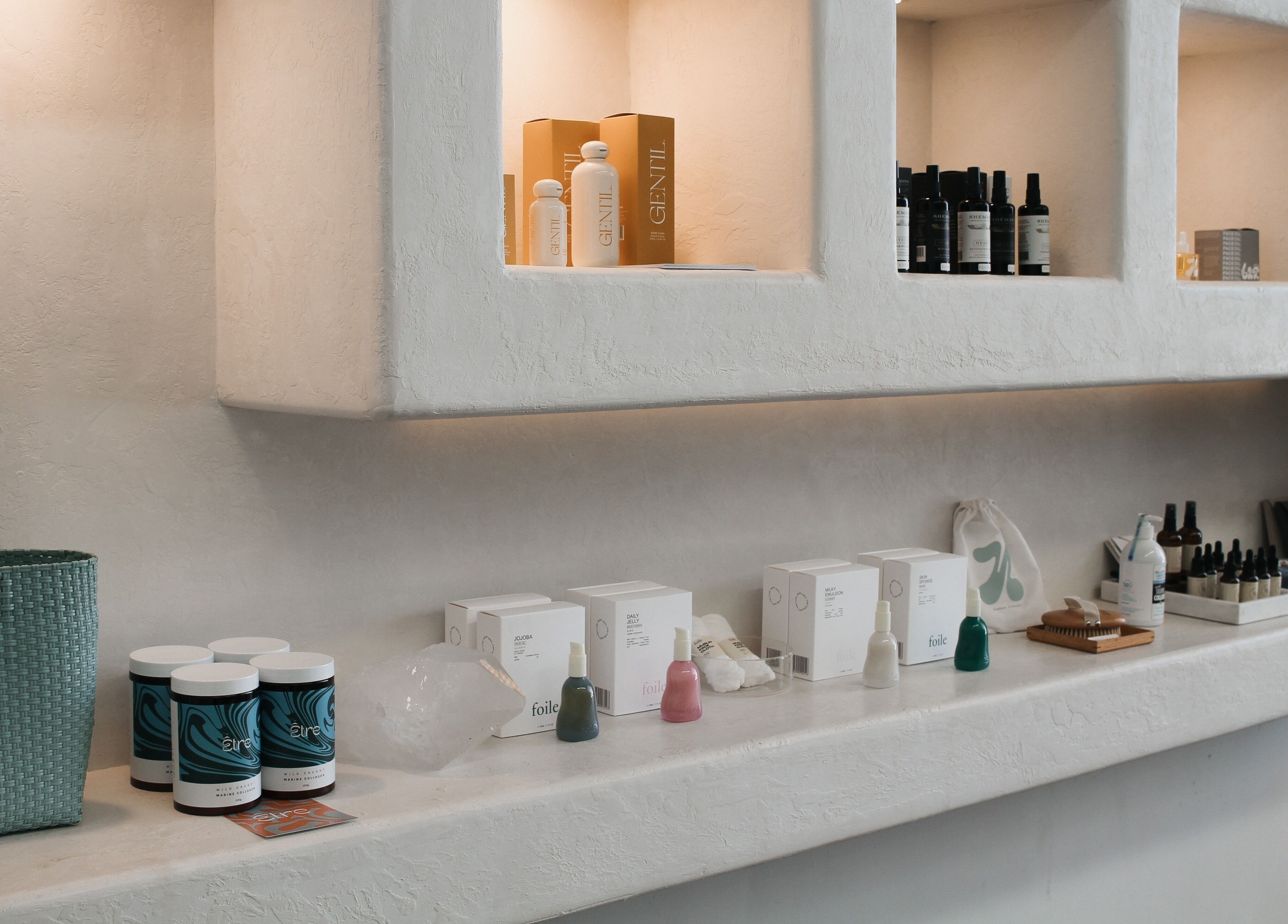 Wellness products on display at Nimbus Co - Byron Bay, artfully arranged in Byron Bay, New South Wales, AU.