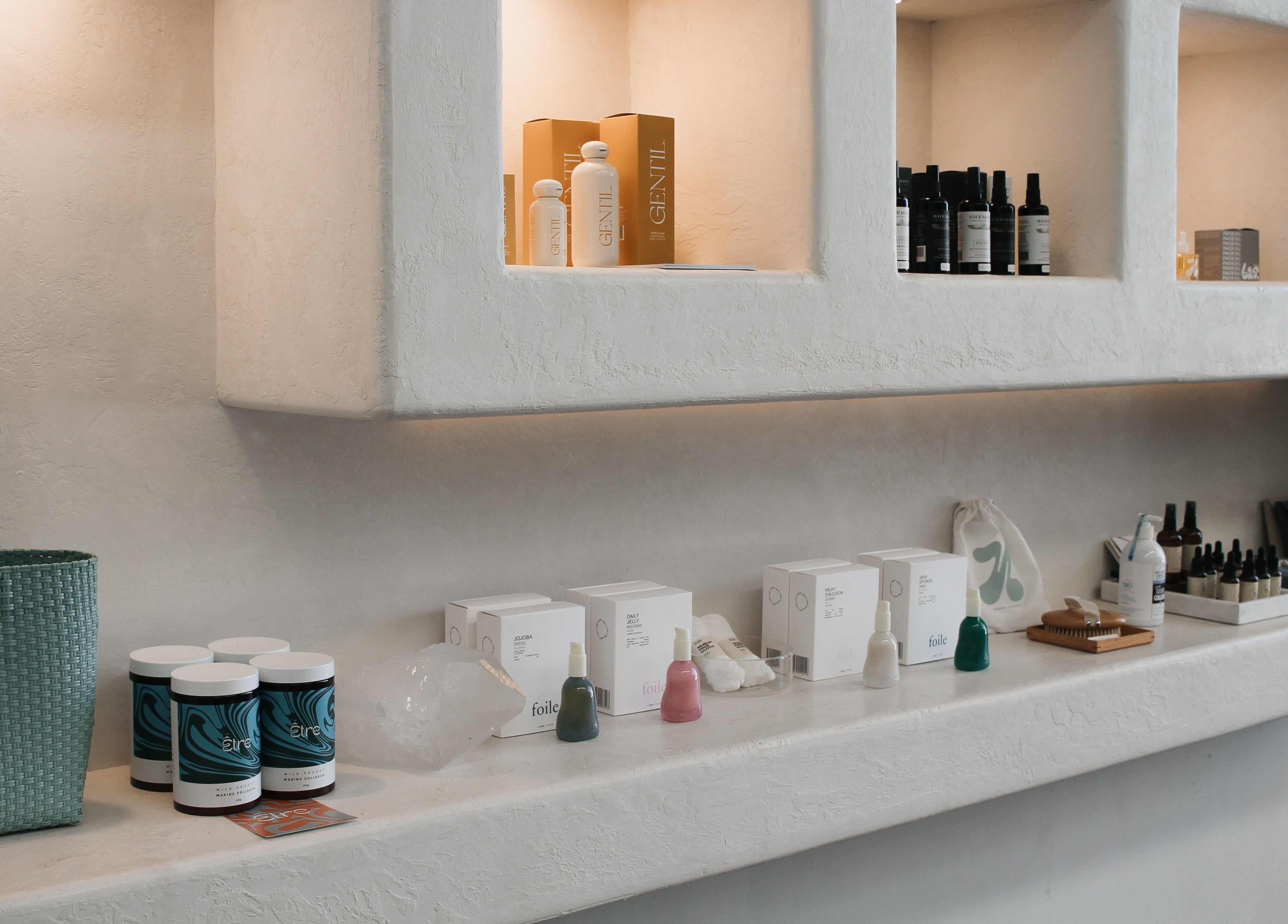 Wellness products on display at Nimbus Co - Byron Bay, artfully arranged in Byron Bay, New South Wales, AU.